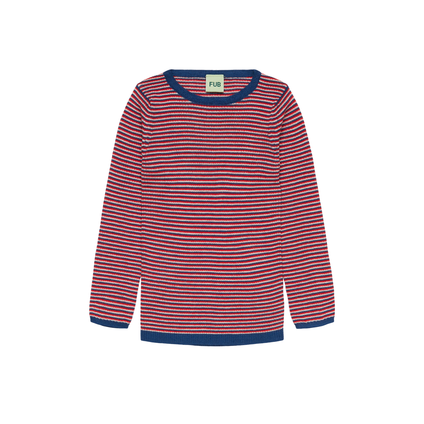 SLIM RIB BLUSE - ECRU/CLASSIC RED/DEEP INDIGO
