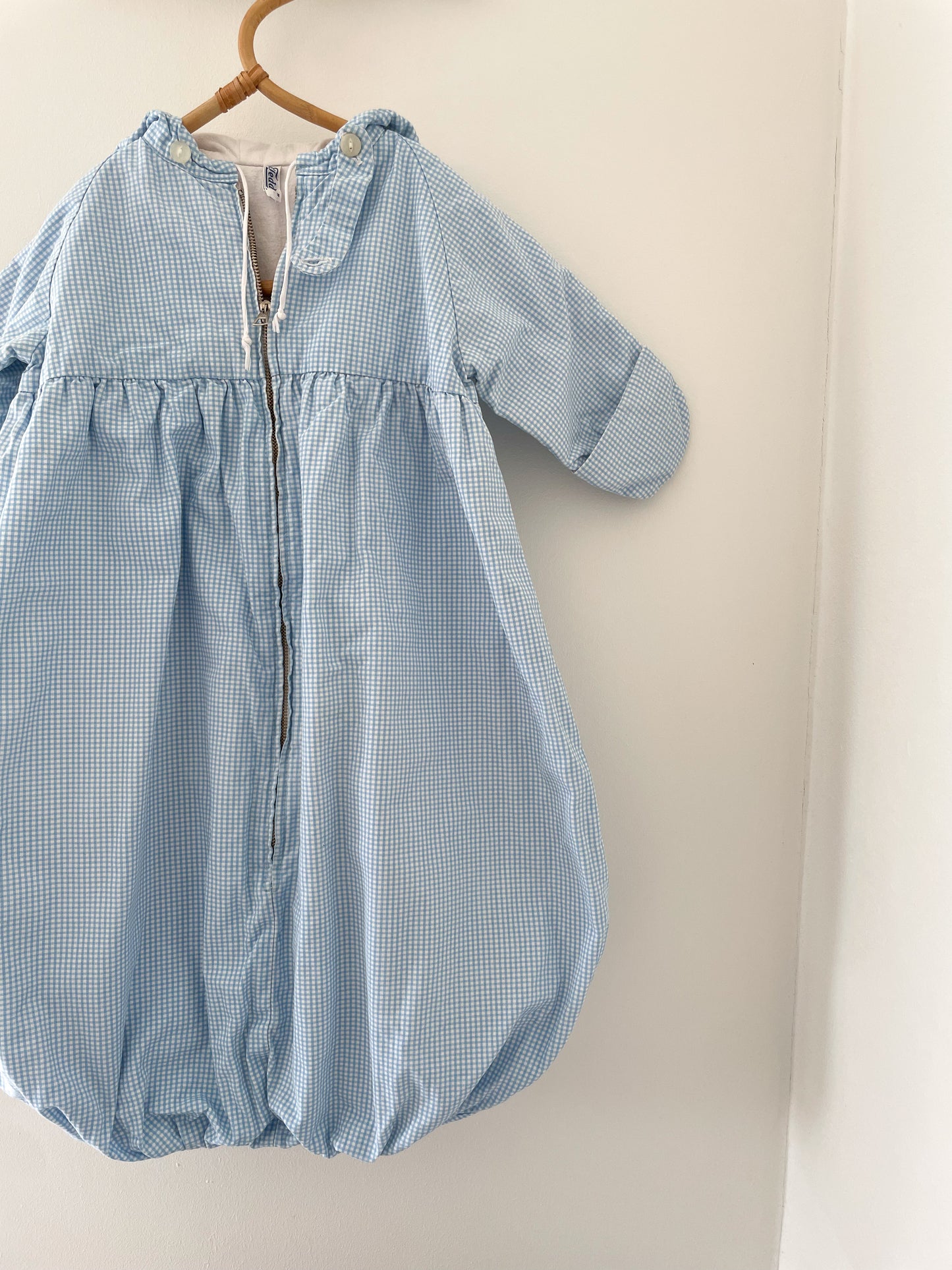 Teddy vintage blåternet baby sovepose / sovedragt
