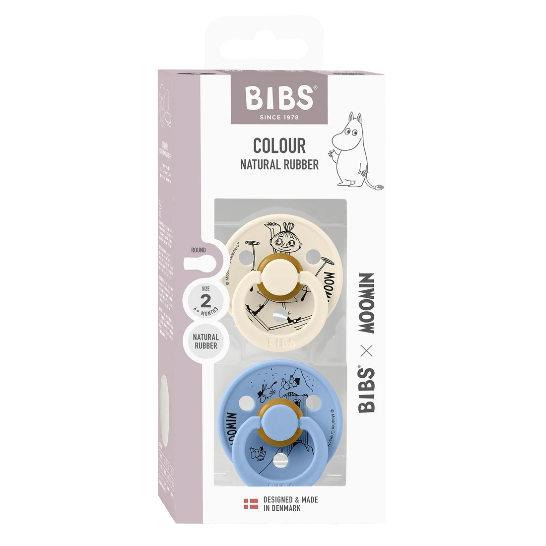 Bibs X Moomin 2-pak sutter Latex Size 2 - Mumrik - Ivory/Sky Blue