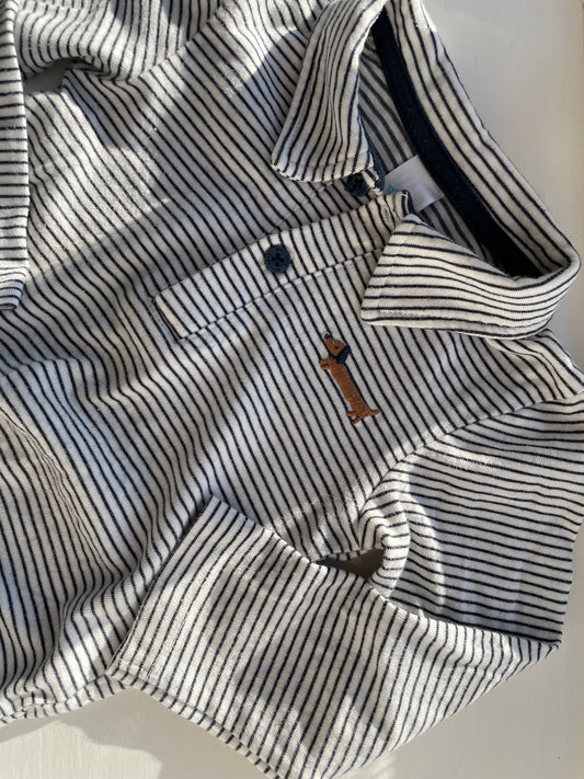 Stribet bodystocking med krave str. 18 mdr