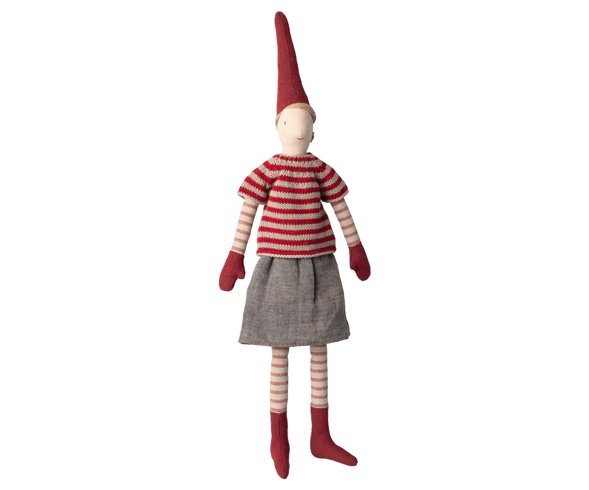 Maileg Nisse str. 3 - Pige - Nederdel & Strikket sweater