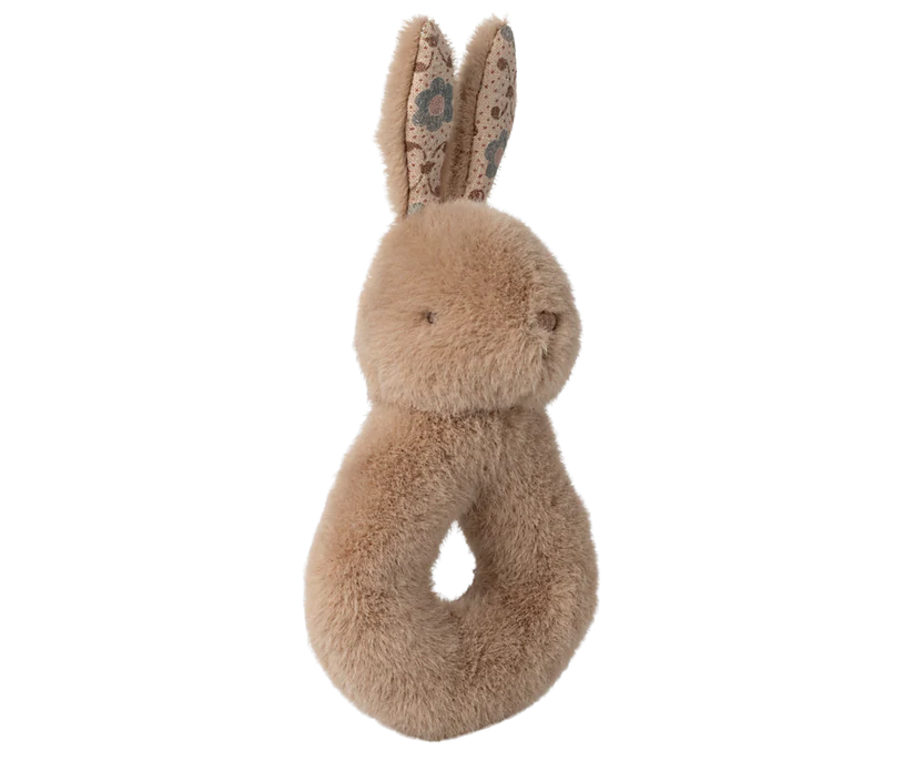Maileg Hare rangle i plys & stofble - Lys fersken