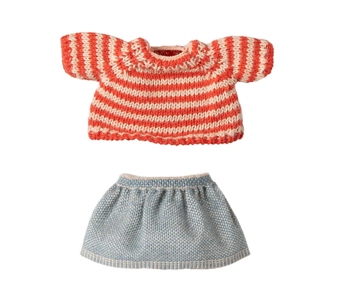 Maileg Strikket sweater & nederdel til Storesøster mus