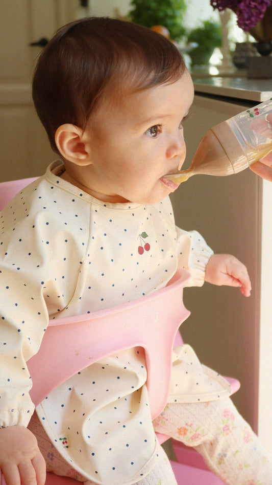 Konges Sløjd 2-Pak Spisesmæk med ærmer - Navy Dot/Rain Washed