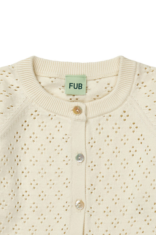 FUB Baby Pointelle Cardigan - Ecru