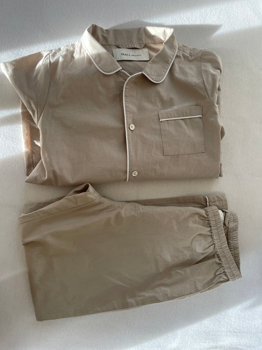 SKALL Musling pyjamas, beige str. 8 år