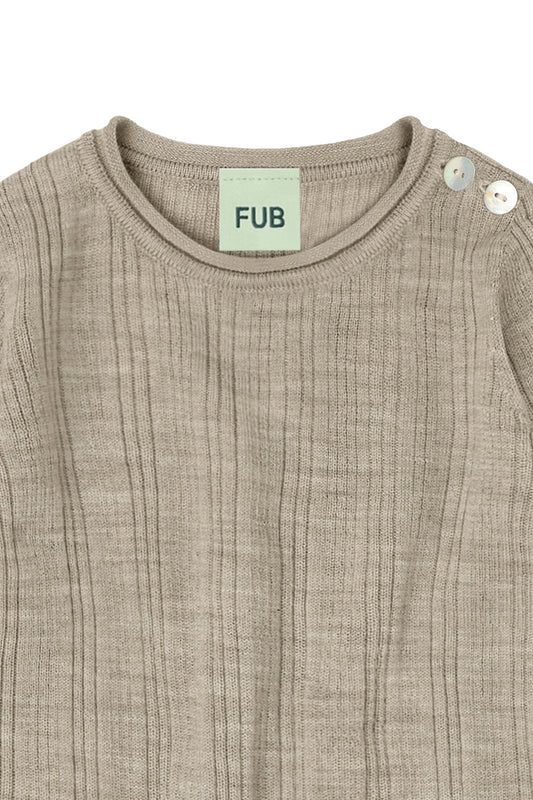 FUB Baby Rib Bodystocking - Merino - Oat Melange