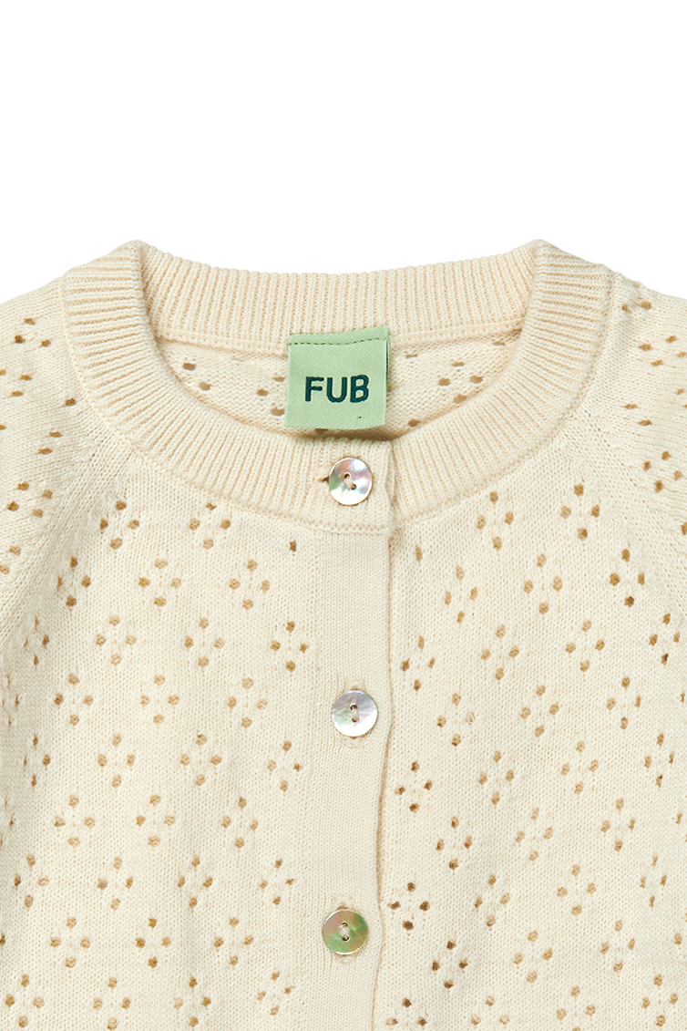 FUB Baby Pointelle Cardigan - Ecru