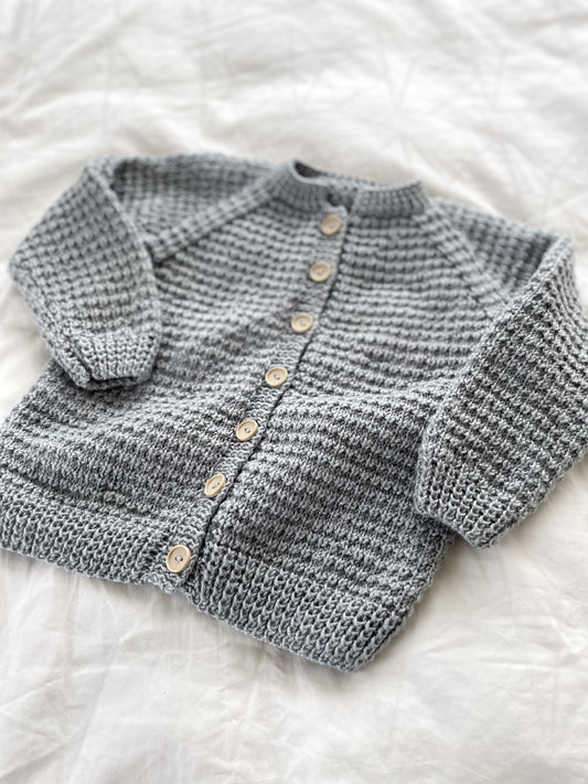 Håndstrikket cardigan i uld