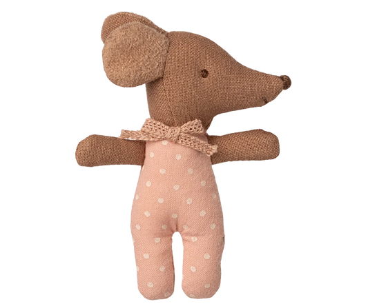 Maileg Sove/Vågen baby mus i tændstikæske - Rosa