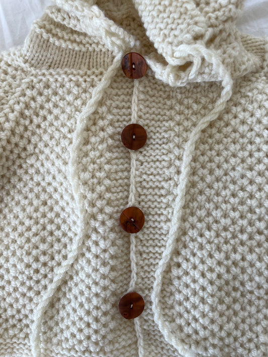 Håndstrikket tyk jakke, uld str. 2 år