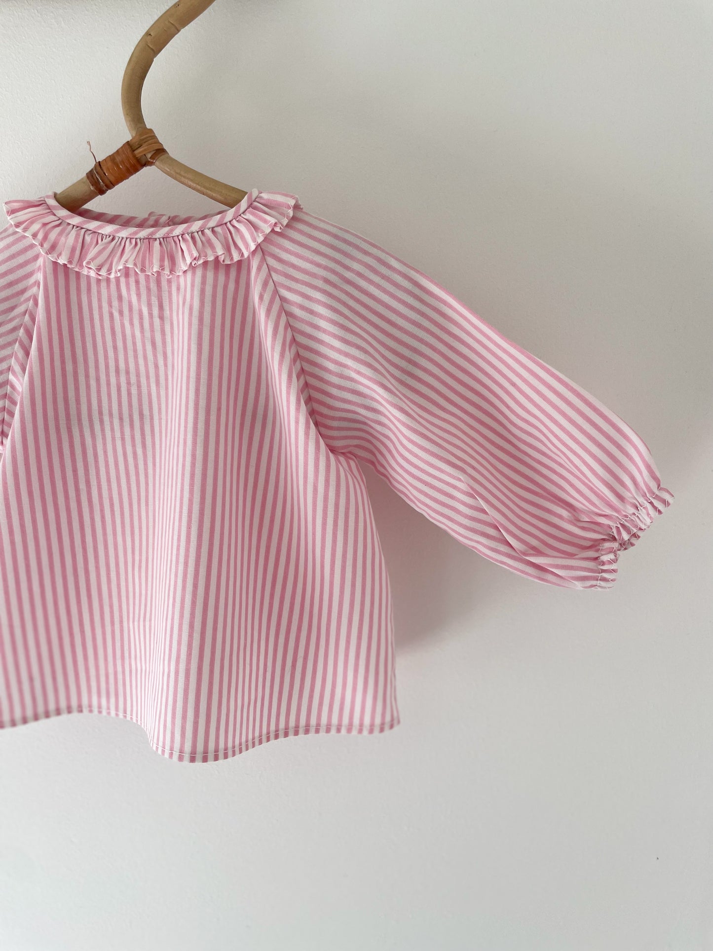 Vintage stribet skjortebluse str. 0-2 mdr