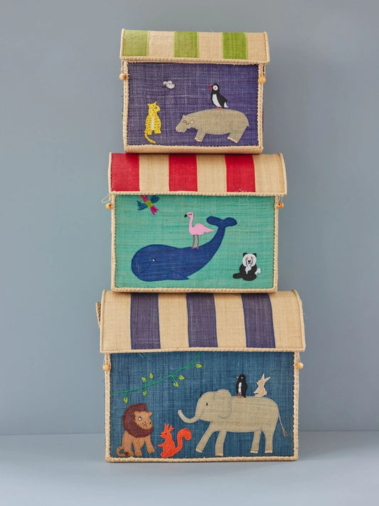 Rice Raffia Opbevaringshus Stor - Animal Print