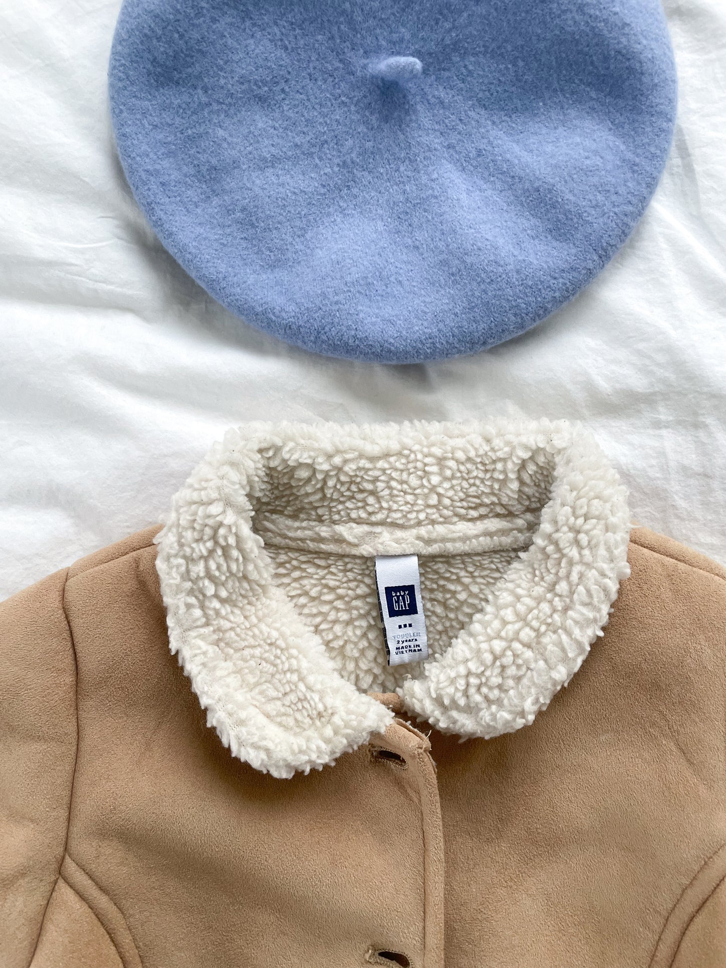 Vintage blå Beret - str. 1-2 år