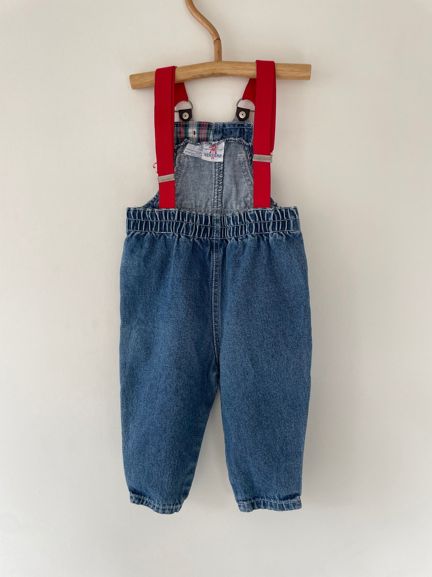 Vintage denim overalls med seler str. 9 mdr