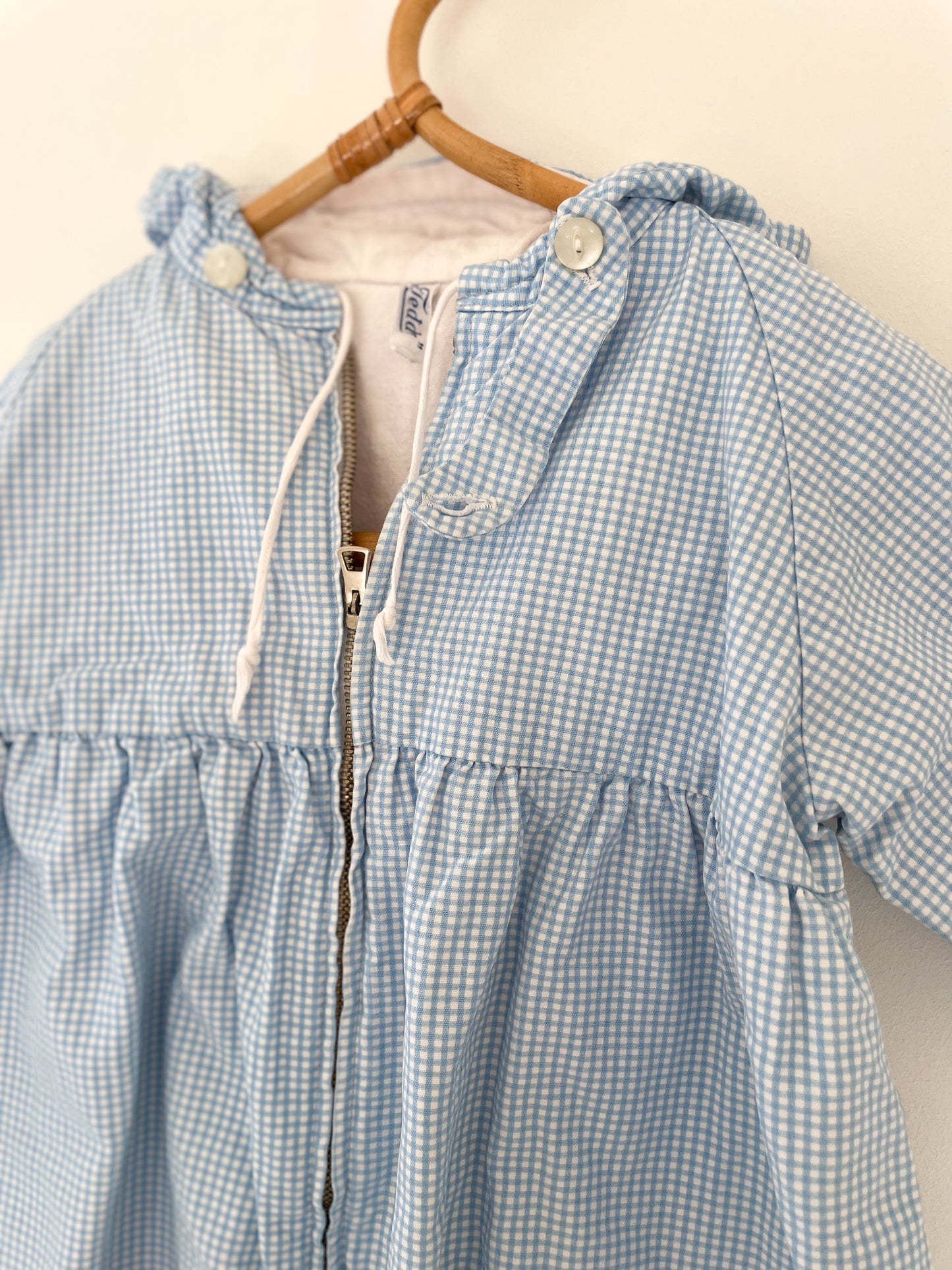 Teddy vintage blåternet baby sovepose / sovedragt