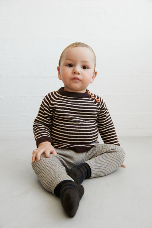 FUB Baby Sweater - Merino - Mocca/Ecru