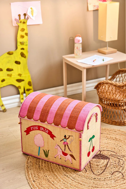 Rice Raffia Opevaringshus Stor - Pink Fun Fair - FORUDBESTIL