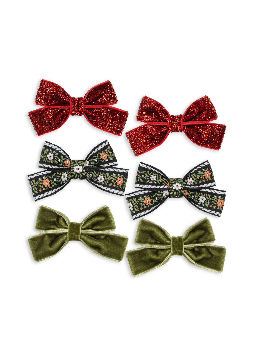 Konges Sløjd 6-pak Bow Hairclip - Red/Green