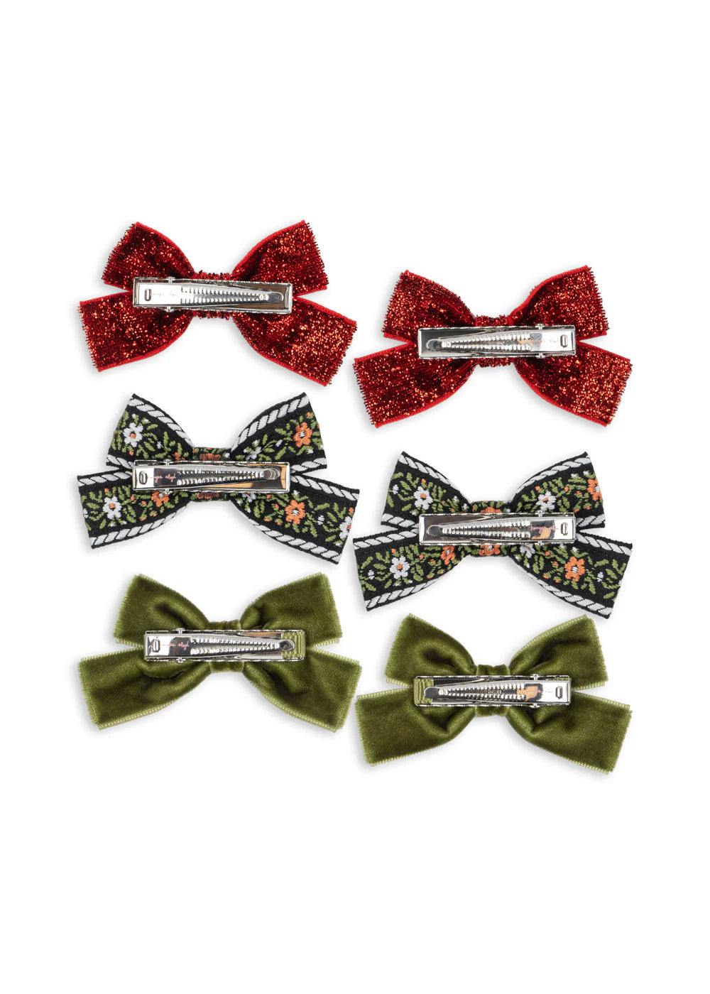 Konges Sløjd 6-pak Bow Hairclip - Red/Green