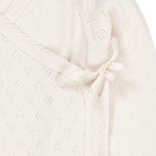 Copenhagen Colors Pointelle Heart Slå-om Bodystocking SS - Cream