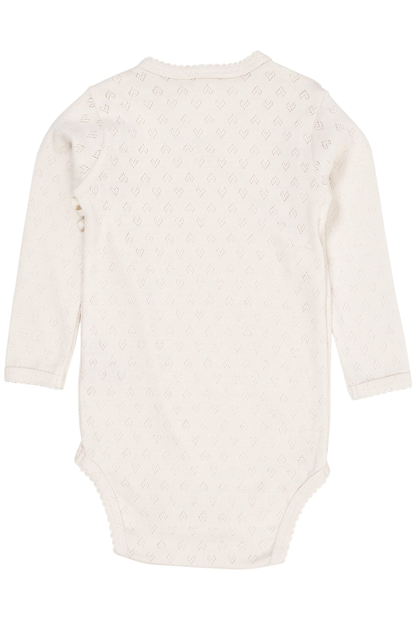 Copenhagen Colors Pointelle Heart Slå-om Bodystocking LS - Cream