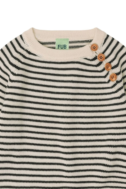 FUB Sweater - Merino -Ecru/Dark Navy