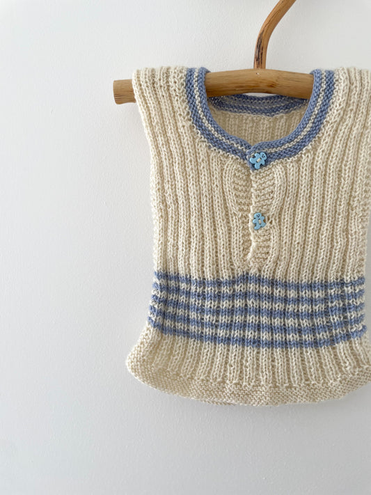 Håndstrikket vest, Merino str. 6-9 mdr