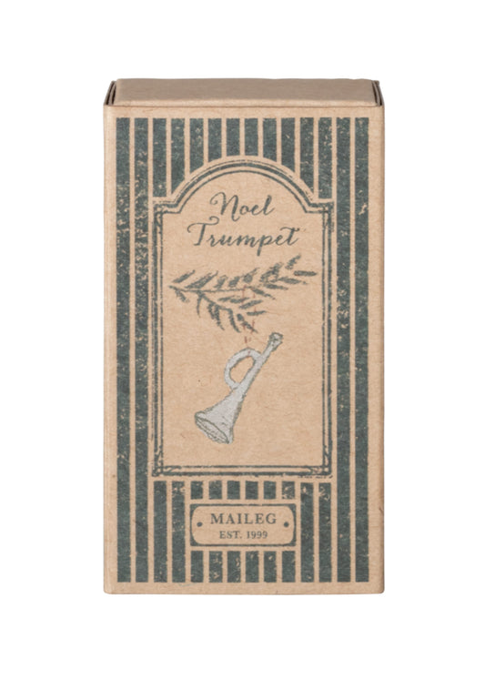 Maileg Metalophæng - Trompet i æske - Sølv