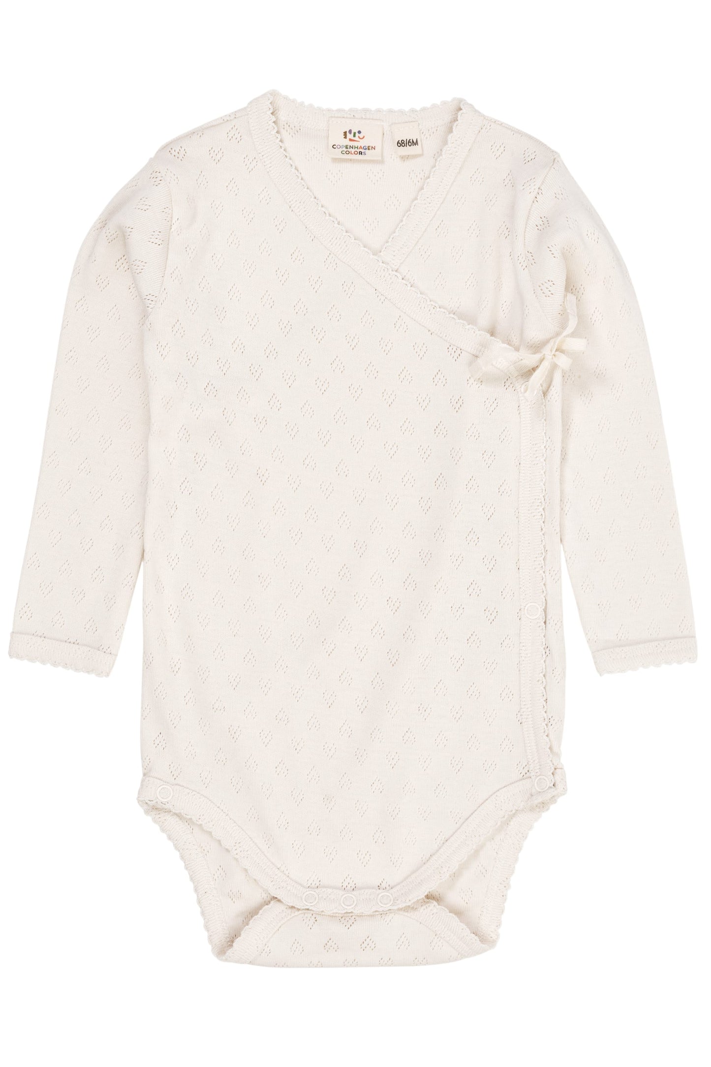 Copenhagen Colors Pointelle Heart Slå-om Bodystocking LS - Cream