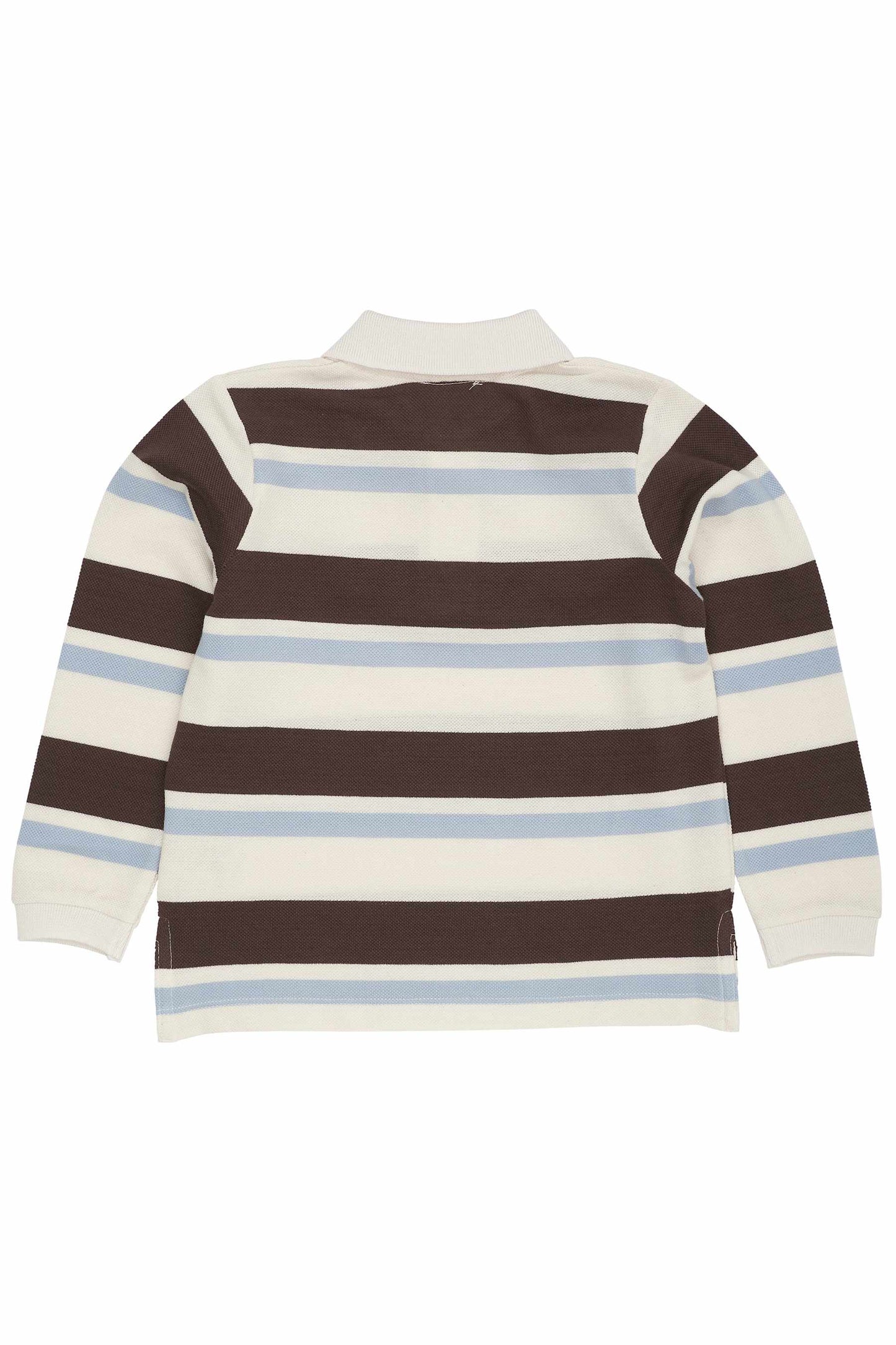 Copenhagen Colors Striped Pique Polo w. LS - Dusty Blue Combi