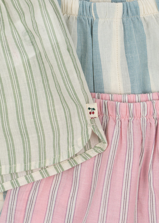 Konges Sløjd 3-pak Asli Shorts - basil/orchid/bleu stripe