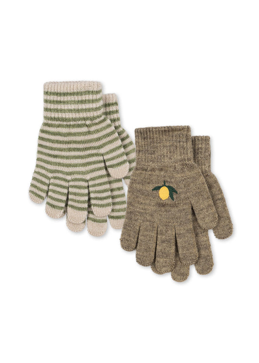 Konges Sløjd 2-Pack Filla Gloves - Lemon/Stripe