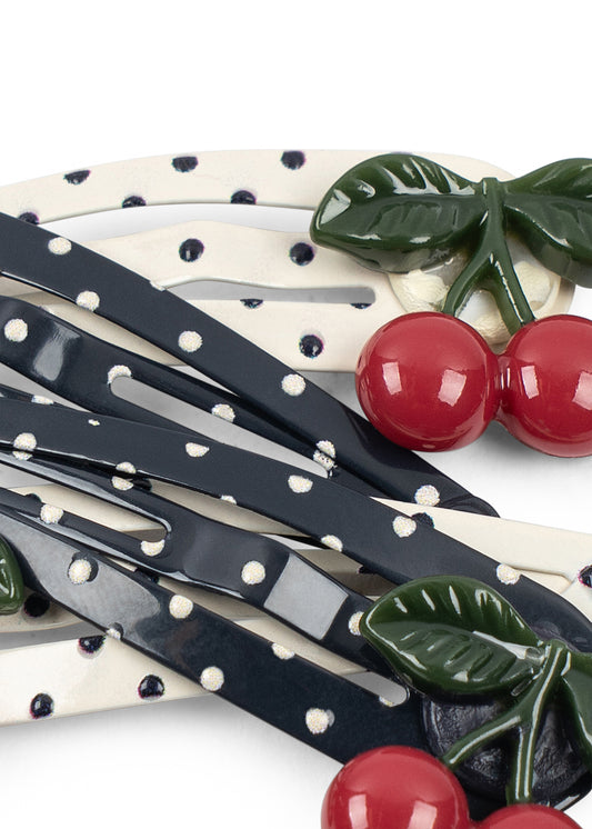 4 PACK CHERRY DOT HAIR CLIP