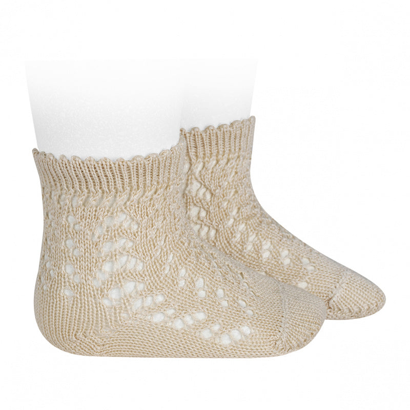 Cóndor babystrømper med hulmønster, Linen