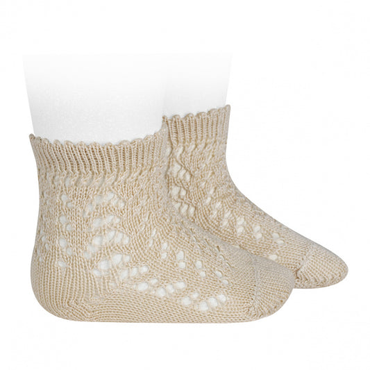 Cóndor babystrømper med hulmønster, Linen