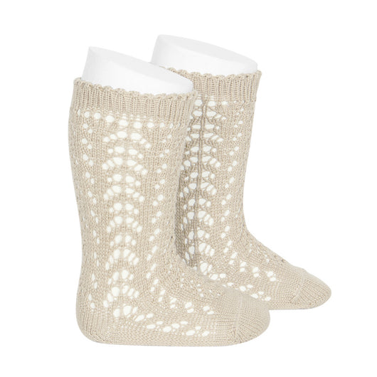 Cóndor knæstrømper med hulmønster, Linen