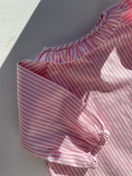 Vintage stribet skjortebluse str. 0-2 mdr