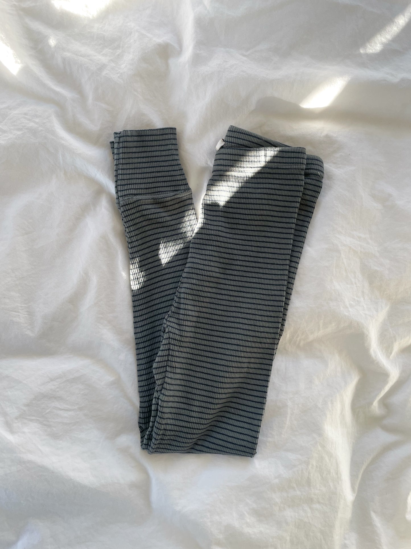 CARAMEL stribede leggings grøn/navy str. 6 år