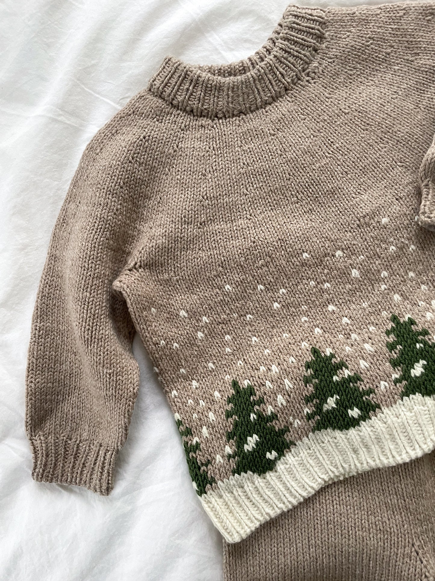 Håndstrikket sæt med 3 dele, Merino str. 86-92