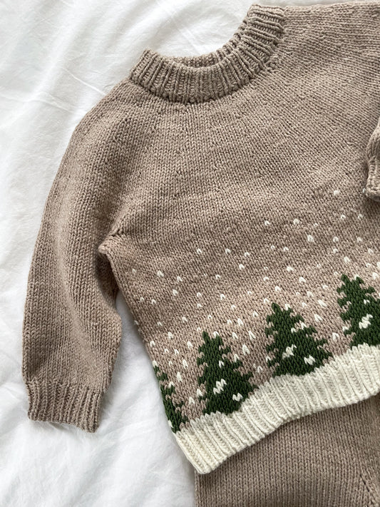 Håndstrikket sæt med 3 dele, Merino str. 86-92