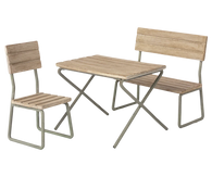 Maileg Miniature havesæt - Bord med stol & bænk