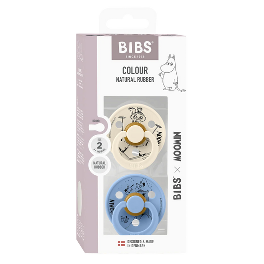 Bibs X Moomin 2-pak sutter Latex Size 2 - Mumrik - Ivory/Sky Blue