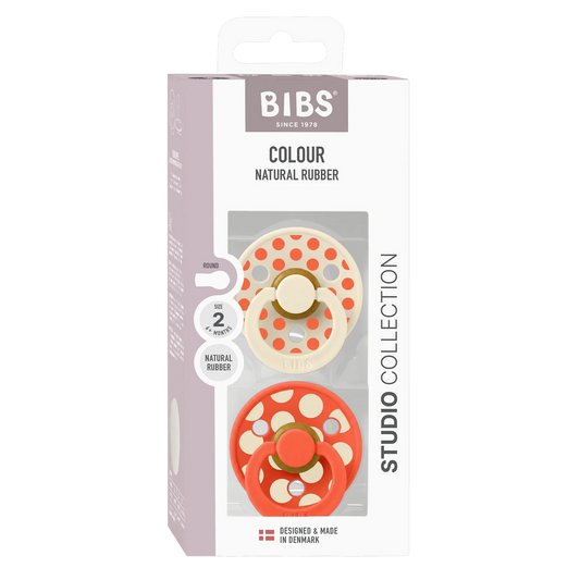 Bibs Polka Dots 2-pak sutter Latex Size 2 - Polka - Ivory/Tango
