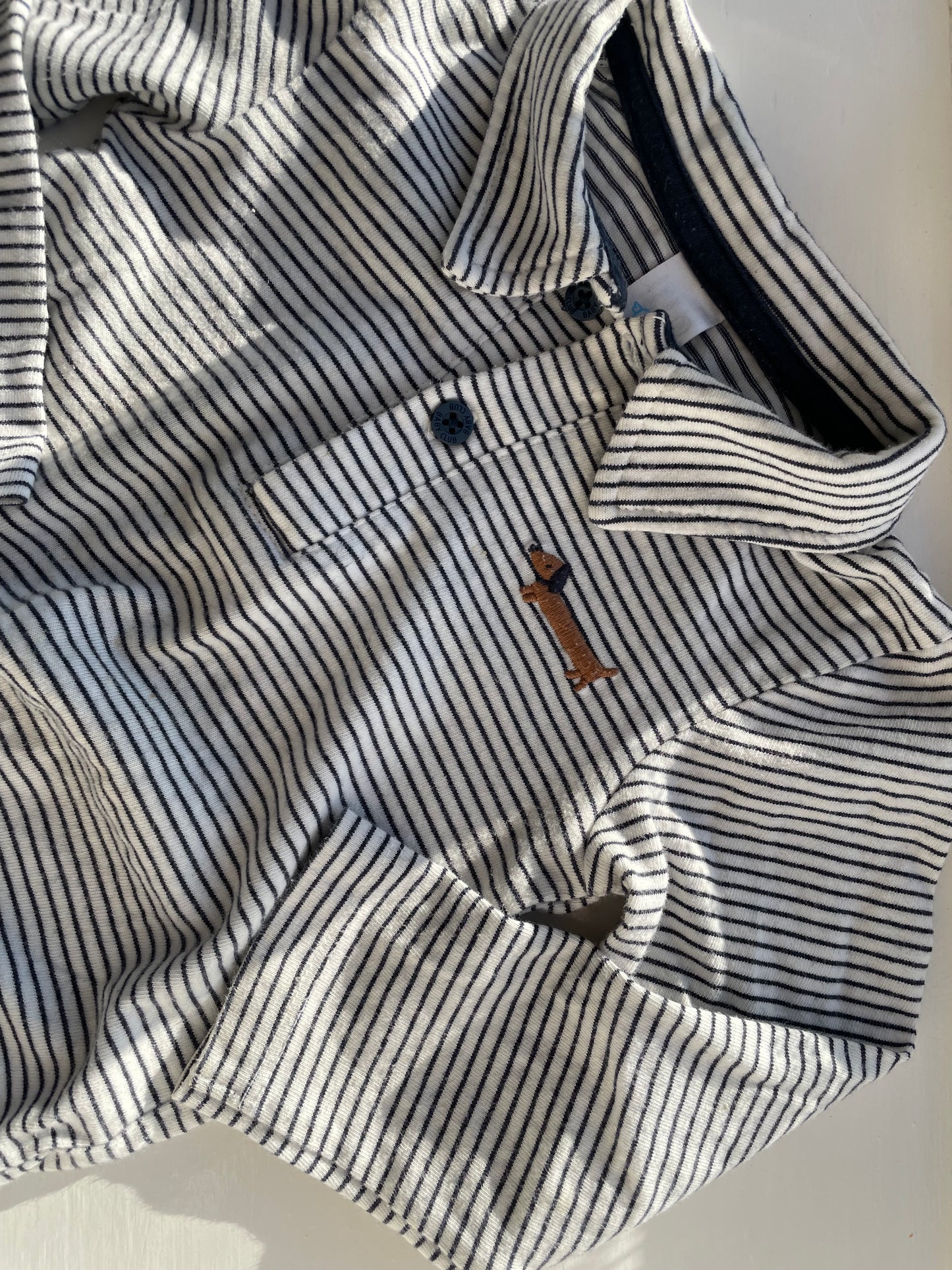 Stribet bodystocking med krave str. 18 mdr
