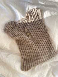Håndstrikket beige vest, uld 18 mdr