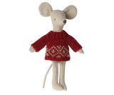 Maileg strikket sweater - Mor/Far mus - rød