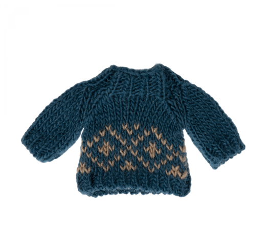 Maileg strikket sweater - Mor/Far mus - blå