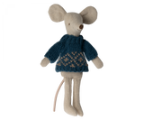 Maileg strikket sweater - Mor/Far mus - blå