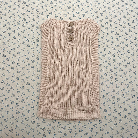 Håndstrikket beige vest - Merino uld, 12 mdr